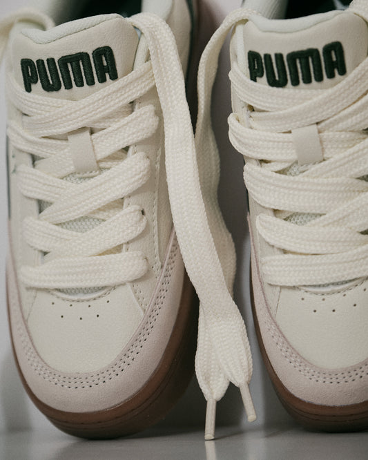 Puma Shuffle Court – White / Green / Gum Sole